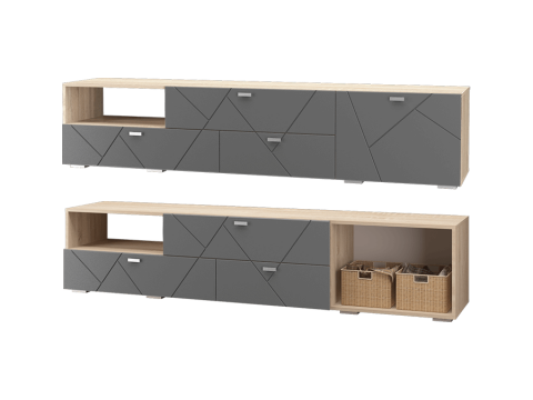 Тумба под ТВ 3 ящика 1 дверь Скайлайн графит